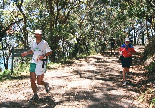 Warwick Selby heads back down from the lookout.