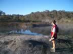 Phil looks out over Lyell Reservoir on the Sun morning run. (75kb)