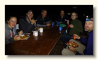 Al fresco, beef curry & vegie satay